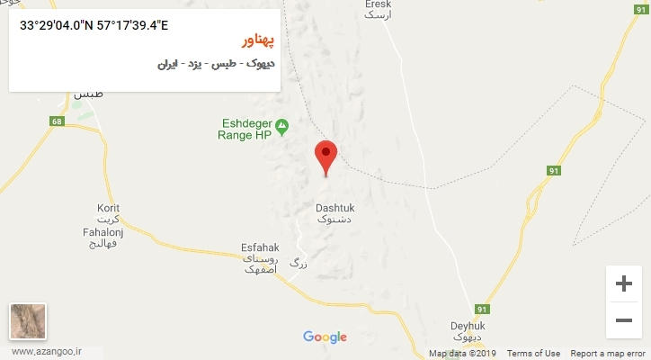 روستای پهناور بر روی نقشه