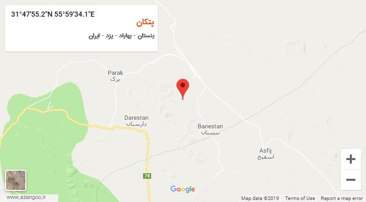 روستای پتکان بر روی نقشه