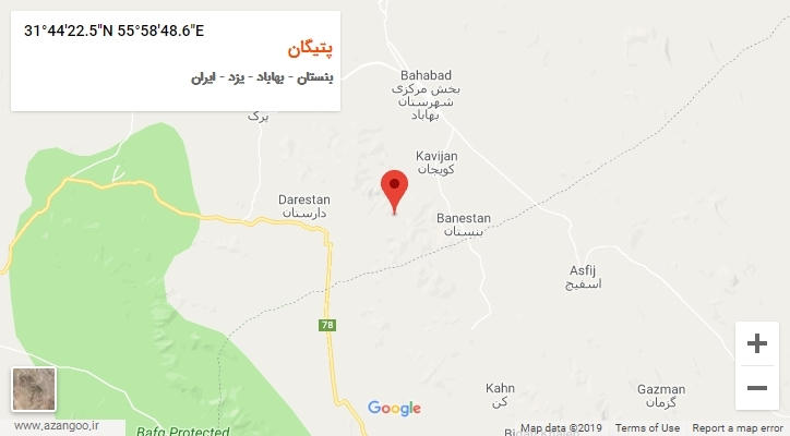 روستای پتیگان بر روی نقشه