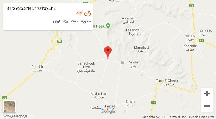 روستای رکن آباد بر روی نقشه