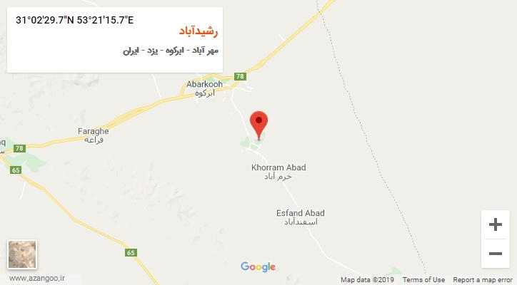 روستای رشیدآباد بر روی نقشه