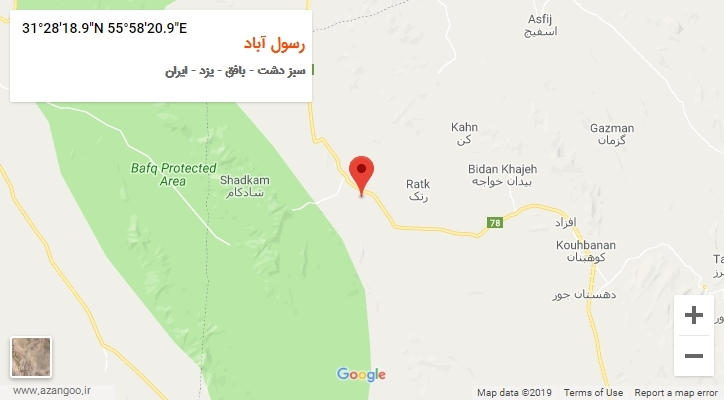 روستای رسول آباد بر روی نقشه