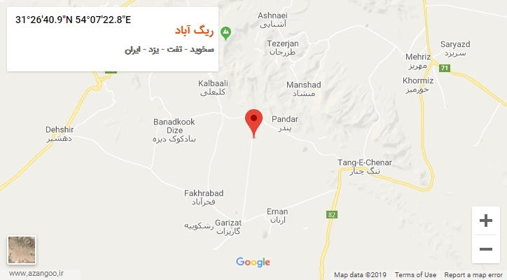 روستای ریگ آباد بر روی نقشه