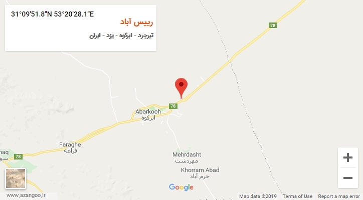 روستای رییس آباد بر روی نقشه
