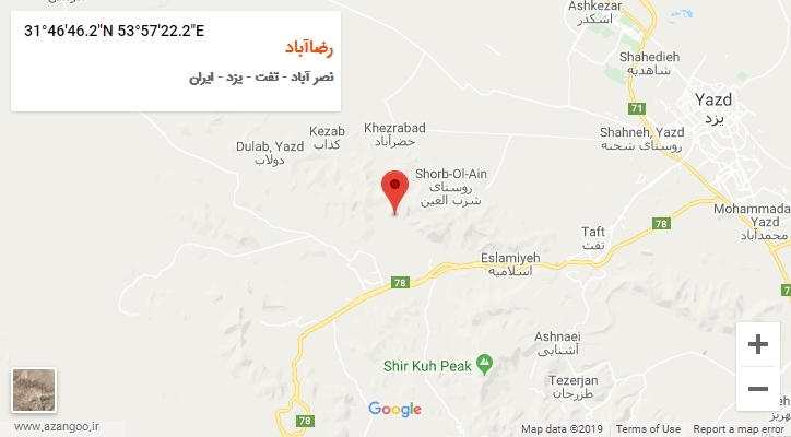 روستای رضاآباد بر روی نقشه