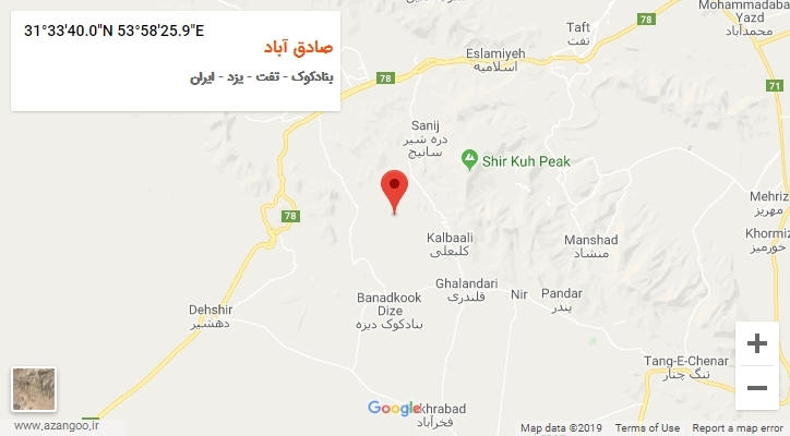 روستای صادق آباد بر روی نقشه