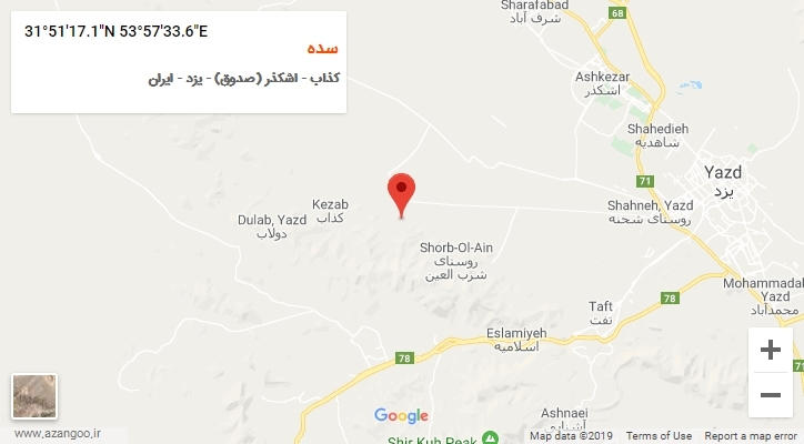 روستای سده بر روی نقشه