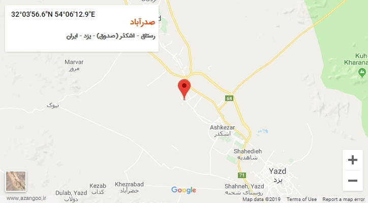 روستای صدرآباد بر روی نقشه