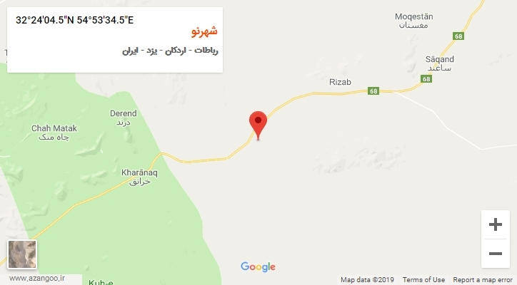 روستای شهرنو بر روی نقشه