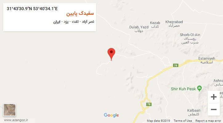 روستای سفیدک پایین بر روی نقشه
