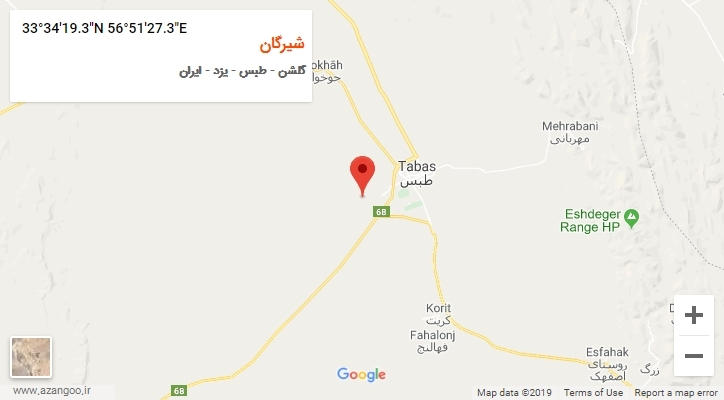 روستای شیرگان بر روی نقشه
