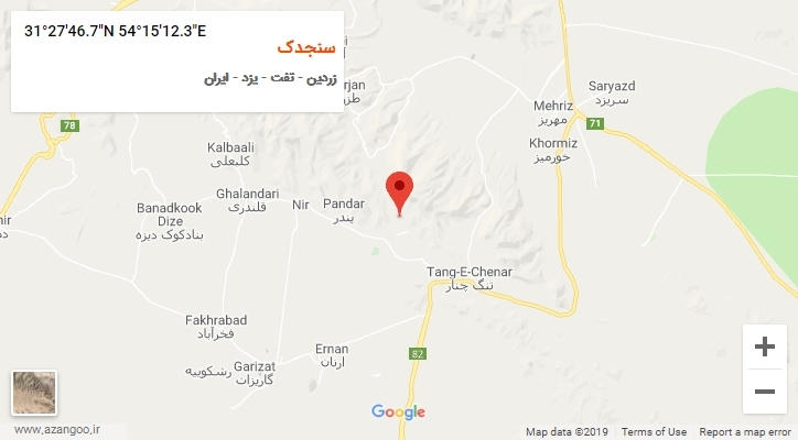 روستای سنجدک بر روی نقشه