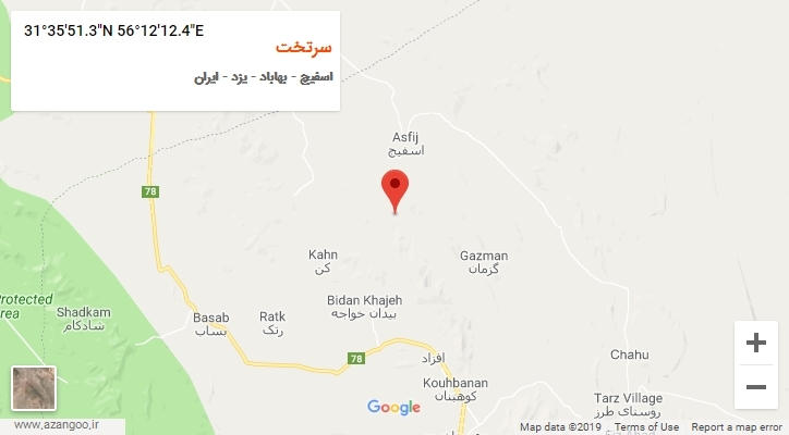 روستای سرتخت بر روی نقشه