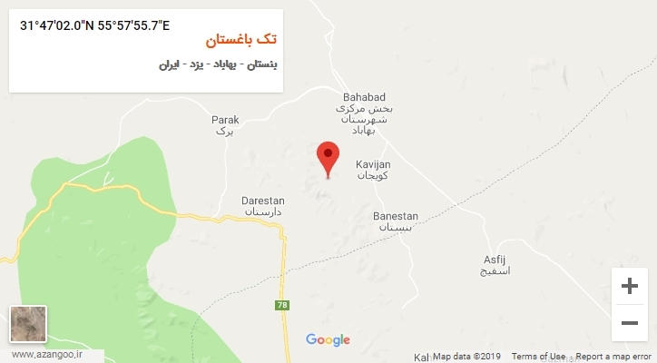 روستای تک باغستان بر روی نقشه