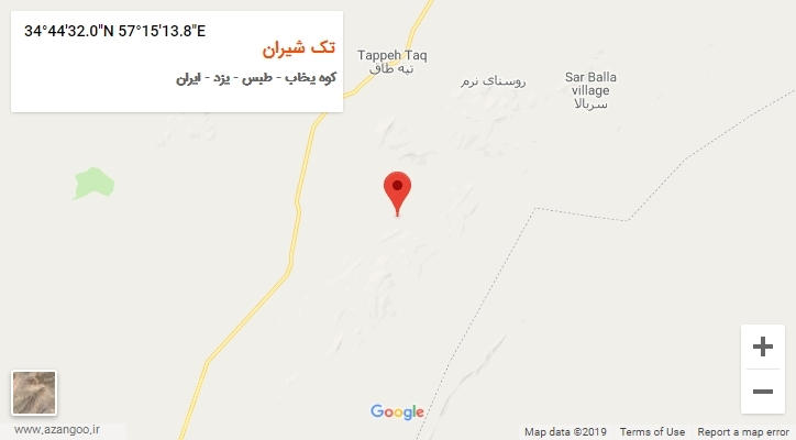 روستای تک شیران بر روی نقشه