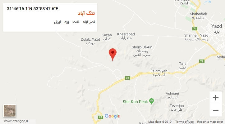 روستای تنگ آباد بر روی نقشه