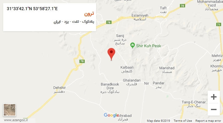 روستای ترون بر روی نقشه