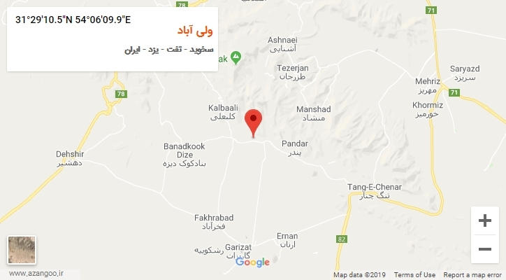 روستای ولی آباد بر روی نقشه