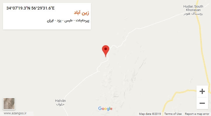 روستای زین آباد بر روی نقشه