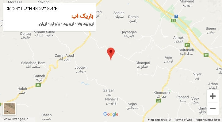 روستای باریک اب بر روی نقشه