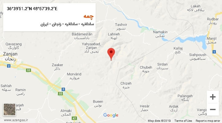 روستای چمه بر روی نقشه