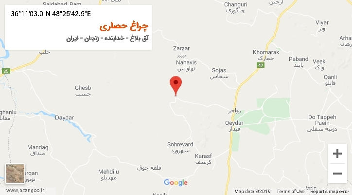 روستای چراغ حصاری بر روی نقشه