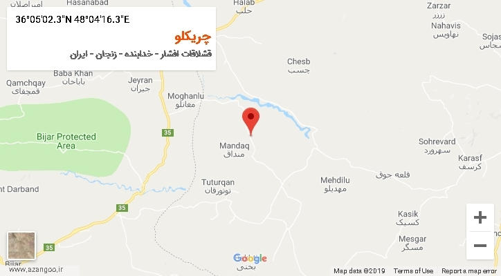 روستای چریکلو بر روی نقشه