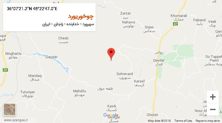 روستای چوخوریورد بر روی نقشه