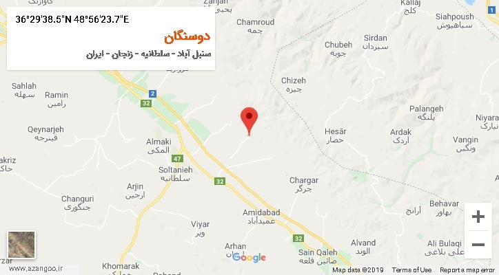 روستای دوسنگان بر روی نقشه