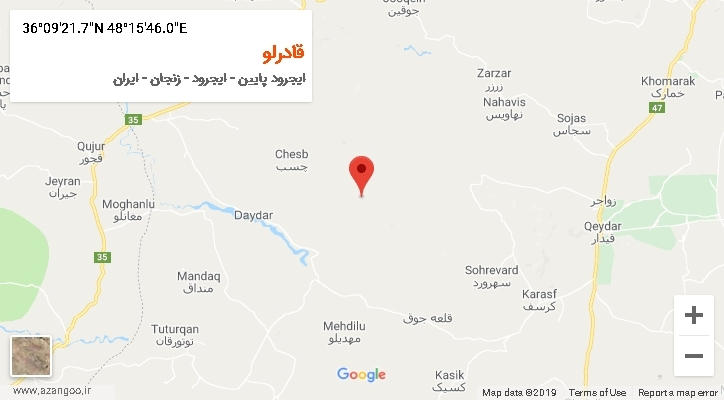 روستای قادرلو بر روی نقشه