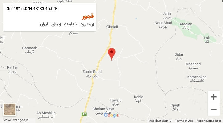 روستای قجور بر روی نقشه