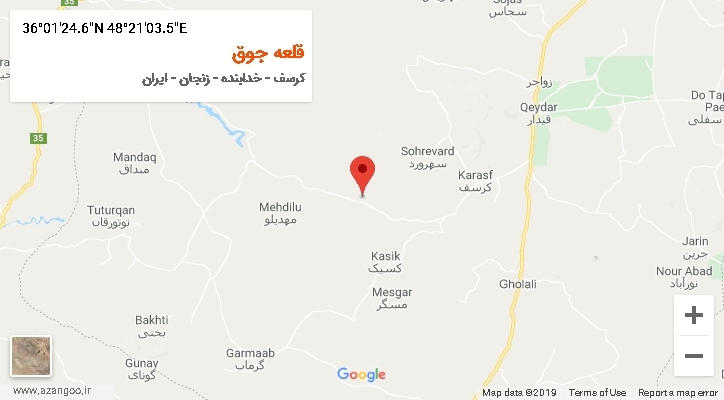 روستای قلعه جوق بر روی نقشه