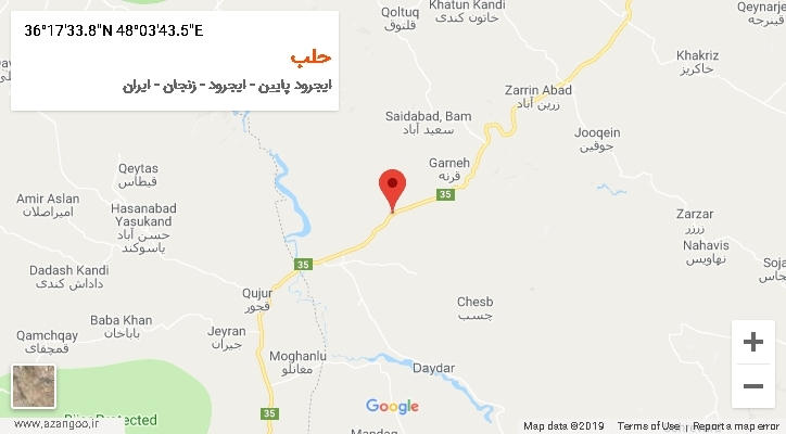 روستای حلب بر روی نقشه