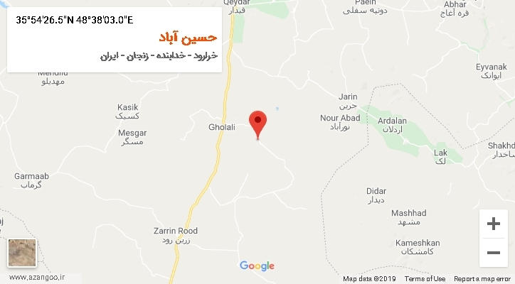 روستای حسین آباد بر روی نقشه