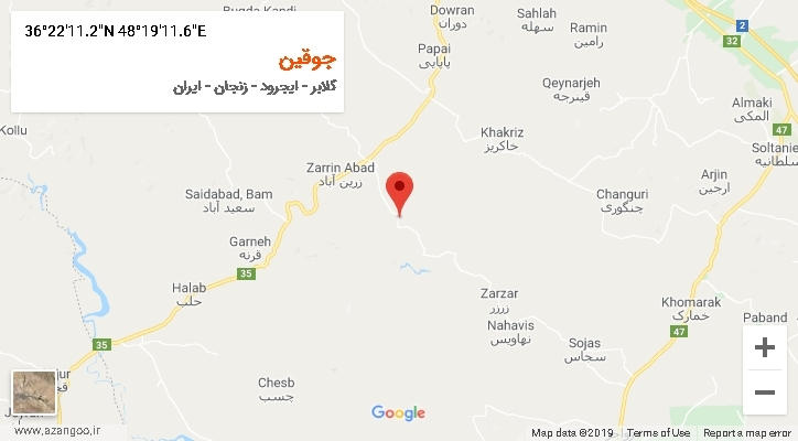 روستای جوقین بر روی نقشه