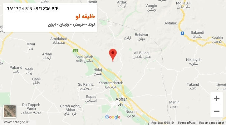 روستای خلیفه لو بر روی نقشه