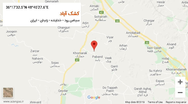 روستای کشک آباد بر روی نقشه
