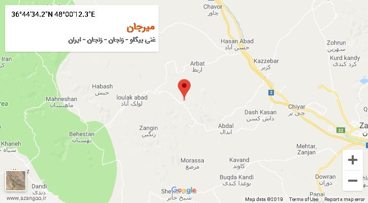 روستای میرجان بر روی نقشه