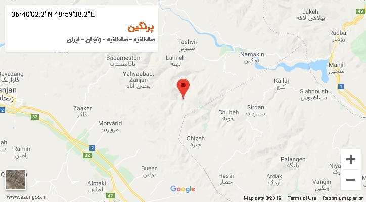 روستای پرنگین بر روی نقشه
