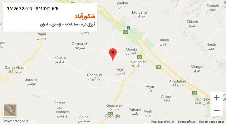 روستای شکورآباد بر روی نقشه