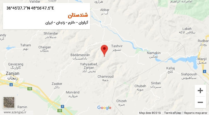 روستای شندستان بر روی نقشه