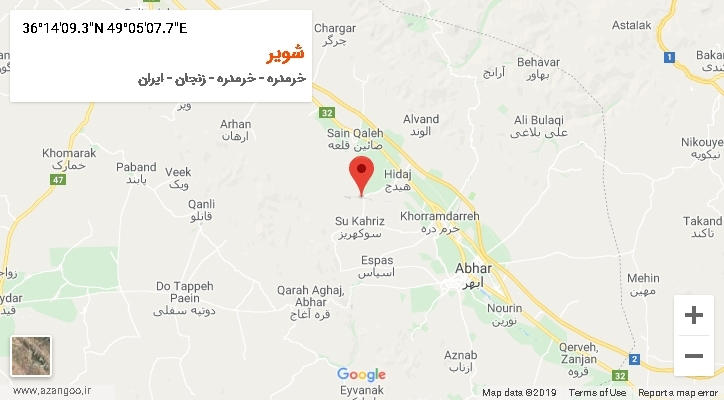 روستای شویر بر روی نقشه
