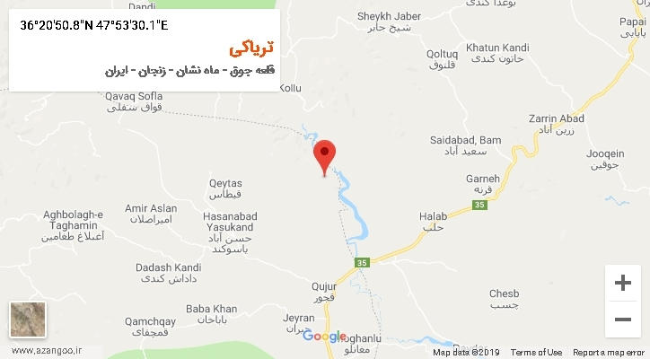 روستای تریاکی بر روی نقشه