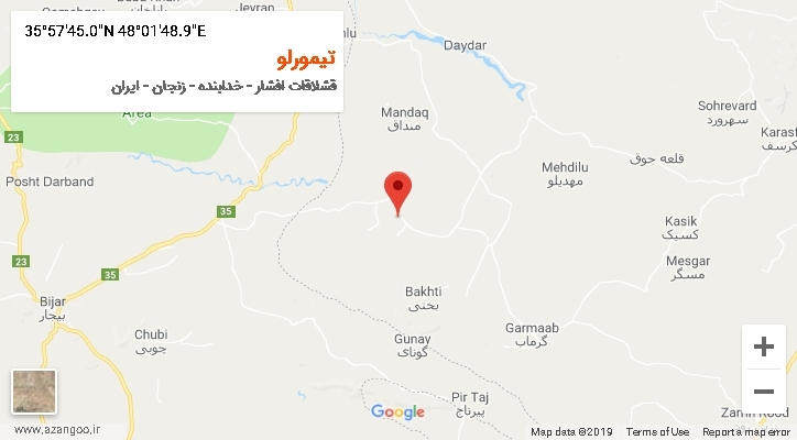 روستای تیمورلو بر روی نقشه
