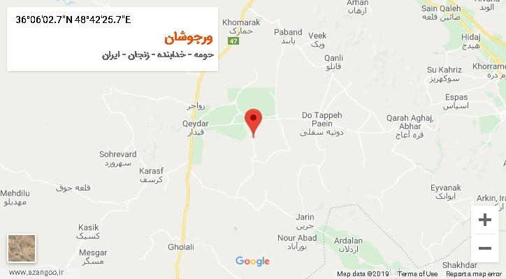 روستای ورجوشان بر روی نقشه