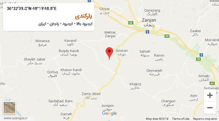 روستای یارکندی بر روی نقشه