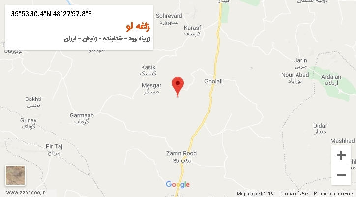 روستای زاغه لو بر روی نقشه