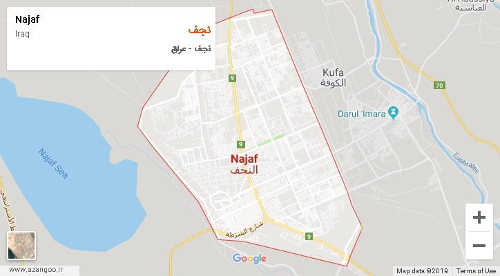 شهرستان نجف بر روی نقشه